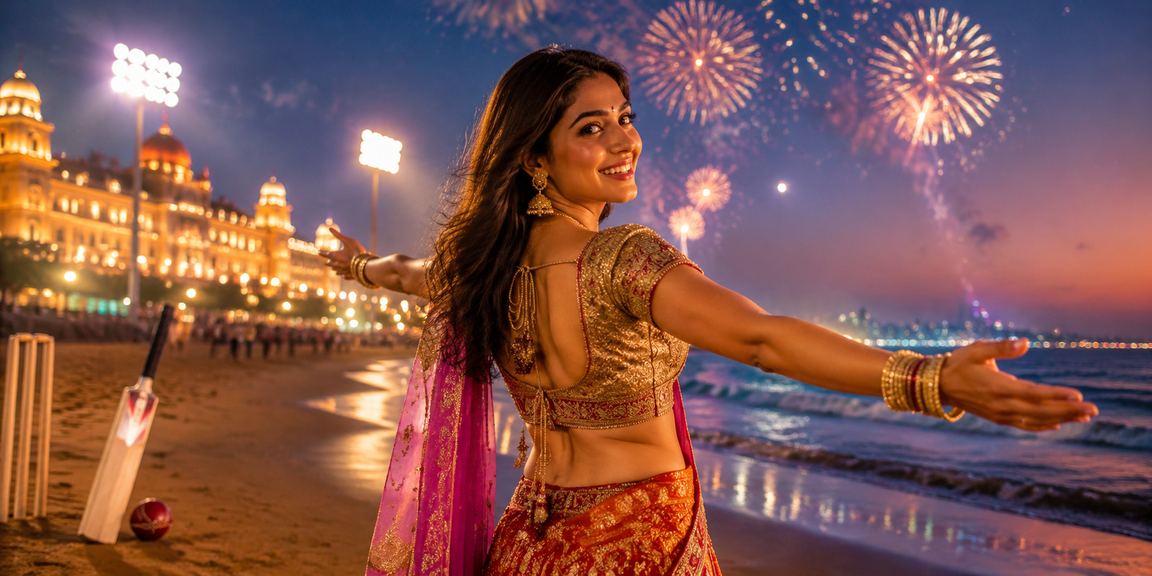 View of cricket fans enjoying promotions at Chennai Marina Beach